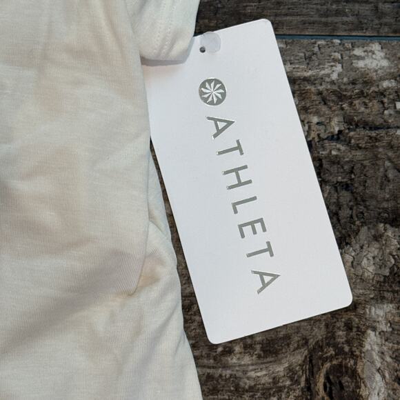 Athleta Air Out Cinch Tee T-Shirt Womens Large Ivory Open Back Breathable NWT - Picture 6 of 13